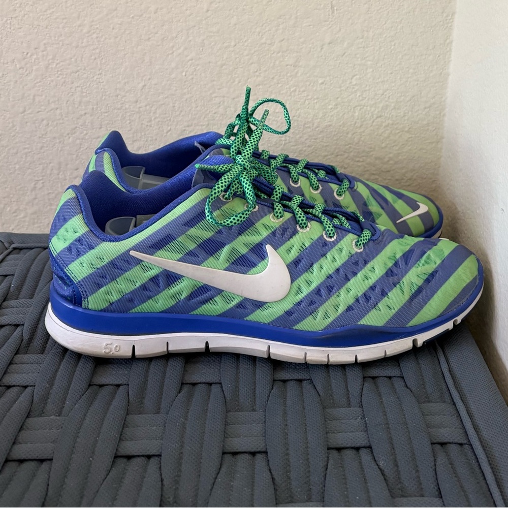 Nike Free 5.0 Blue and Green Athletic Running Shoes size 8.5